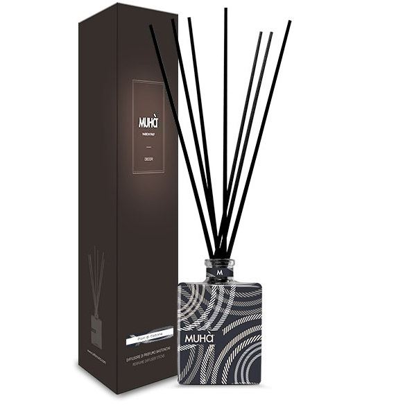 Pálcás illatosító kötél mintás üveg 150ml - Gyapotvirágok illat, MUHA