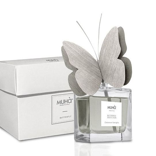 Pillangó illatosító diffúzor 50ml - Pamut & vanília illat, MUHA