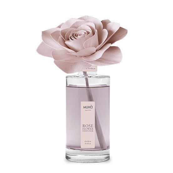 Rózsa design diffúzor 200ml - Rózsaszín Antik borostyán illat, MUHA