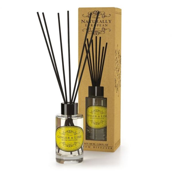 Pálcás illatosító diffúzor Naturally European 100ml - Gyömbér és lime illat, Somerset Toiletry