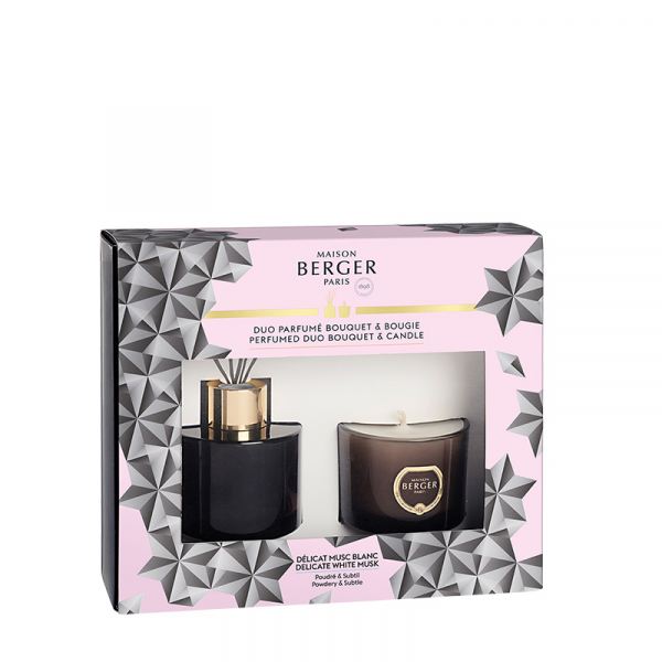Maison Berger Paris Pálcás Diffúzor és Illatgyertya Szett 80ml+15h - Fehér Pézsma