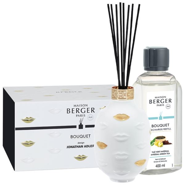 Maison Berger Paris Jonathan Adler Muse Porcelán Pálcás Diffúzor Szett 400ml - Császári Zöld Tea