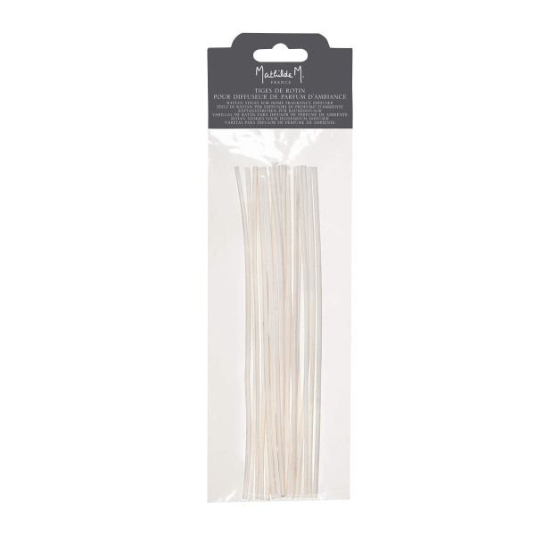 Bag of 14 white rattan sticks 18cm