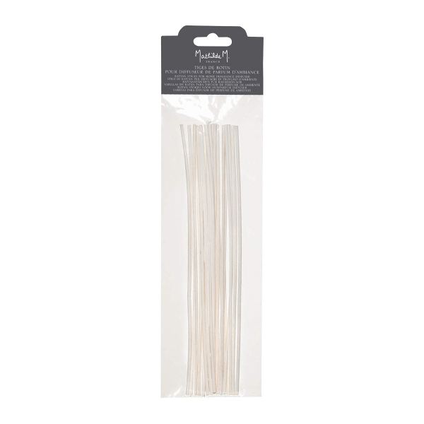 Bag of 18 white rattan sticks 30cm