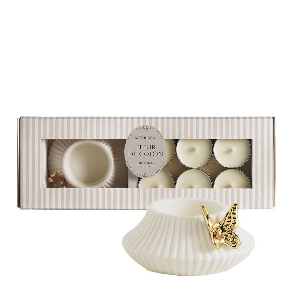 Mathilde M. Pillangó gyertyatartó ajándékszett 6 db illatos gyertyával – Gyapotvirág